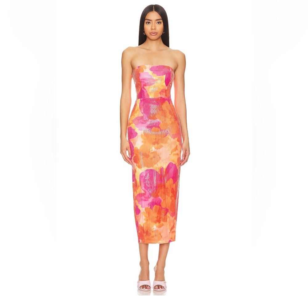 Oralie Midi Dress in Orange Floral